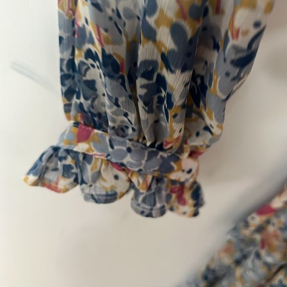 LAUREN RALPH LAUREN FLORAL CRINKLE GEORGETTE TIE NECK TIERED DRESS SIZE 10 - Picture 7 of 15